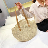 Women Round Summer Beach Bag Straw Crossbody Handbag Tote