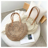 Women Round Summer Beach Bag Straw Crossbody Handbag Tote