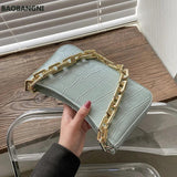 Stone Pattern PU Leather Armpit Bag For Women Solid Chain Shoulder Handbags