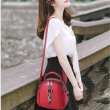 Round Hand-Held Shoulder Bag with Soft Belt, Zipper Closure