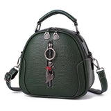 Round Hand-Held Shoulder Bag with Soft Belt, Zipper Closure