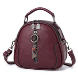 Round Hand-Held Shoulder Bag with Soft Belt, Zipper Closure