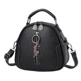 Round Hand-Held Shoulder Bag with Soft Belt, Zipper Closure
