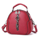 Round Hand-Held Shoulder Bag with Soft Belt, Zipper Closure