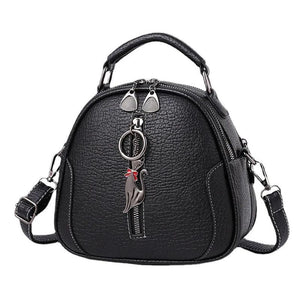 Round Hand-Held Shoulder Bag with Soft Belt, Zipper Closure