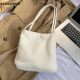 Fluffy Shoulder Handbag for Women Faux Fur Tote Shopper