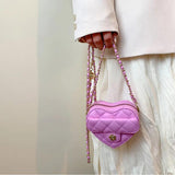 Small Women Heart Shoulder Bag Mini PU Leather Crossbody Bags Handbag