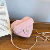 Small Women Heart Shoulder Bag Mini PU Leather Crossbody Bags Handbag