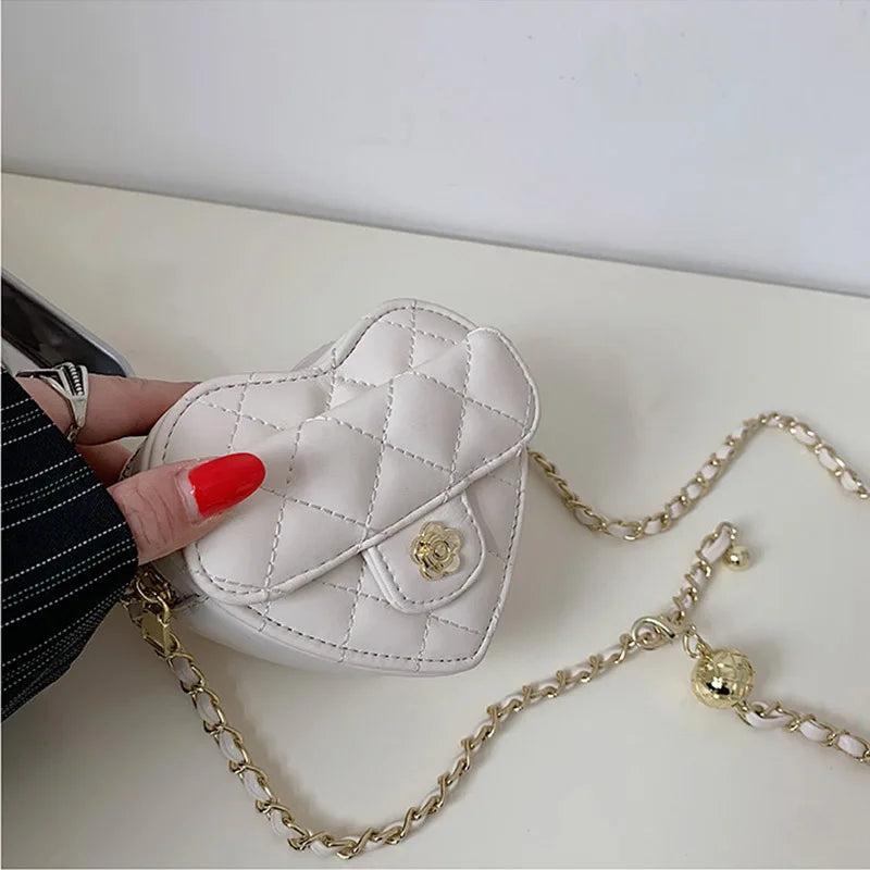 Small Women Heart Shoulder Bag Mini PU Leather Crossbody Bags Handbag