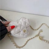Small Women Heart Shoulder Bag Mini PU Leather Crossbody Bags Handbag
