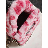 Women's Winter Satchels Handbags Faux Fur Leopard Shoulder Totes