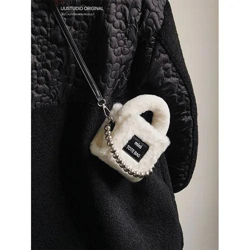 Women's Winter Satchels Handbags Faux Fur Leopard Shoulder Totes