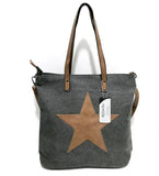 Big Star Printed Canvas Tote Handbag - High Women's Vintage Travel Shoulder Bag