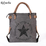 Big Star Printed Canvas Tote Handbag - High Women's Vintage Travel Shoulder Bag