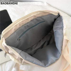 Japanese Corduroy Shoulder Bag Waterproof Student Schoolbag