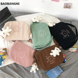 Japanese Corduroy Shoulder Bag Waterproof Student Schoolbag