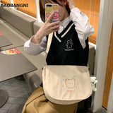 Japanese Corduroy Shoulder Bag Waterproof Student Schoolbag