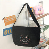 Japanese Corduroy Shoulder Bag Waterproof Student Schoolbag