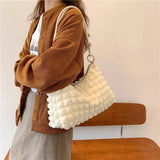 Winter Women's Plaid Handbag, Soft Cotton Shoulder Bag