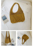 Yellow Retro Crochet Handbag Knit Hollow Out Vest Shape Top-handle Tote Bag