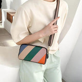 Tri Mosaic Stripe Shoulder Bag for Women Messenger Crossbody Handbag