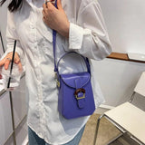 Candy Mini Phone Bag PU Leather Crossbody Bags Vintage Lock Lady Purses