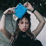 Faux Fur Hair Lamb Velvet Messenger Bag Small Bag Plush Shoulder Green