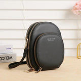 Women's Round Crossbody Bag Solid Handbag PU Leather