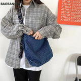 Denim Tote Bag Broken Flower Strap Jean Bag Girl Casual Handbags