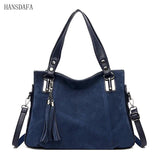 Women's Suede Leather Shoulder Bag with Tassel Handbag