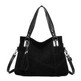 Women's Suede Leather Shoulder Bag with Tassel Handbag