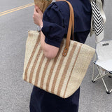 Summer High Shopping Bag Women Straw Bags Beach Shoulder Bag