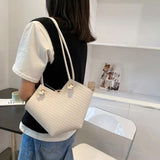 Woven Retro Shoulder Bucket Diagonal Tote Bag