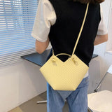 Woven Retro Shoulder Bucket Diagonal Tote Bag