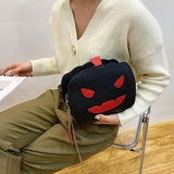 Halloween Devil Pumpkin Shaped Crossbody Handbag with Chain Strap