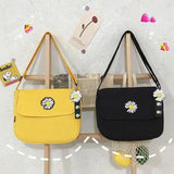 Small Daisy Canvas Shoulder Bag for Women