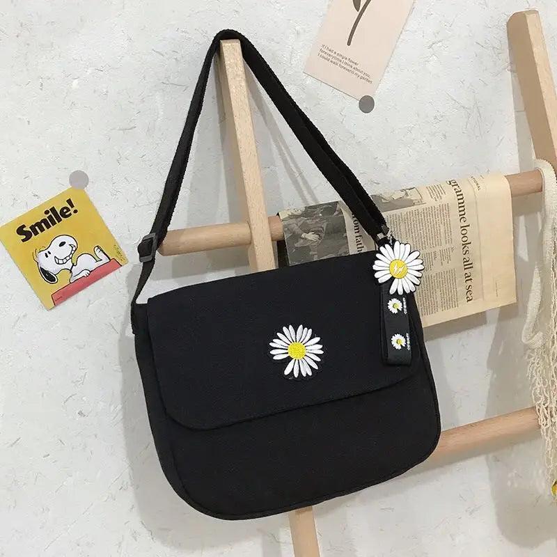 Small Daisy Canvas Shoulder Bag for Women