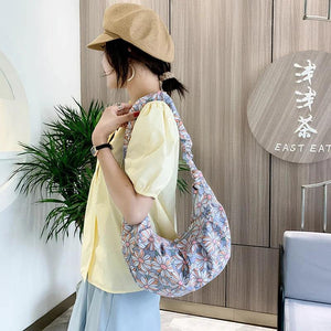 Canvas Purses And Handbags Shoulder Bag Half Moon Bags For Women Handbags Ruched