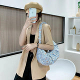 Canvas Purses And Handbags Shoulder Bag Half Moon Bags For Women Handbags Ruched