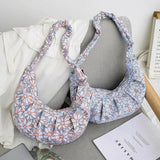 Canvas Purses And Handbags Shoulder Bag Half Moon Bags For Women Handbags Ruched