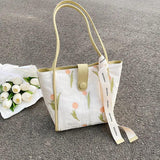 Print Large Shoulder Bag Soft Cloth Fabric Handbag for Women