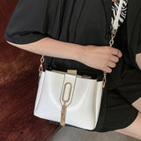 Tassel Pendant Bucket Bag for Women PU Leather Shoulder Crossbody Bag