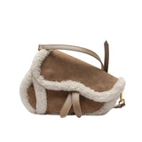 Winter Lamb Saddle Shoulder Bag Women Crossbody Bags