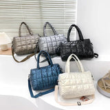Winter Quilted Crossbody Bag for Women Nylon Shopper