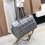 Winter Quilted Crossbody Bag for Women Nylon Shopper