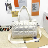 Winter Quilted Crossbody Bag for Women Nylon Shopper