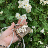Metal Crossbody Bags For Women Beading Chain Shoulder Handbags
