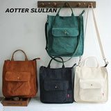 Corduroy Shoulder Bag Solid Buckle Messenger Bag Small Square Pouch