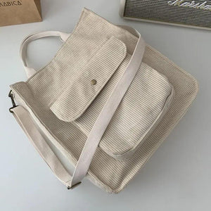 Corduroy Shoulder Bag Solid Buckle Messenger Bag Small Square Pouch
