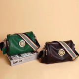 Leather Handbags Rotating Metal Lock Shoulder Bags
